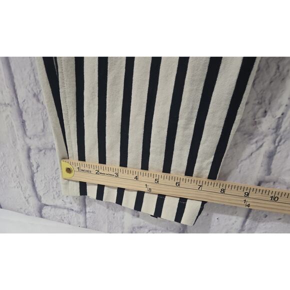 Polo Ralph Lauren Striped Black Cream High Rise Cotton Pants Size 4 Belt Pockets - Picture 9 of 9